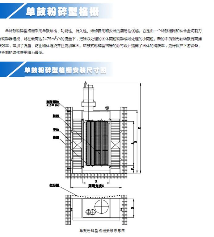 单鼓粉碎型格栅